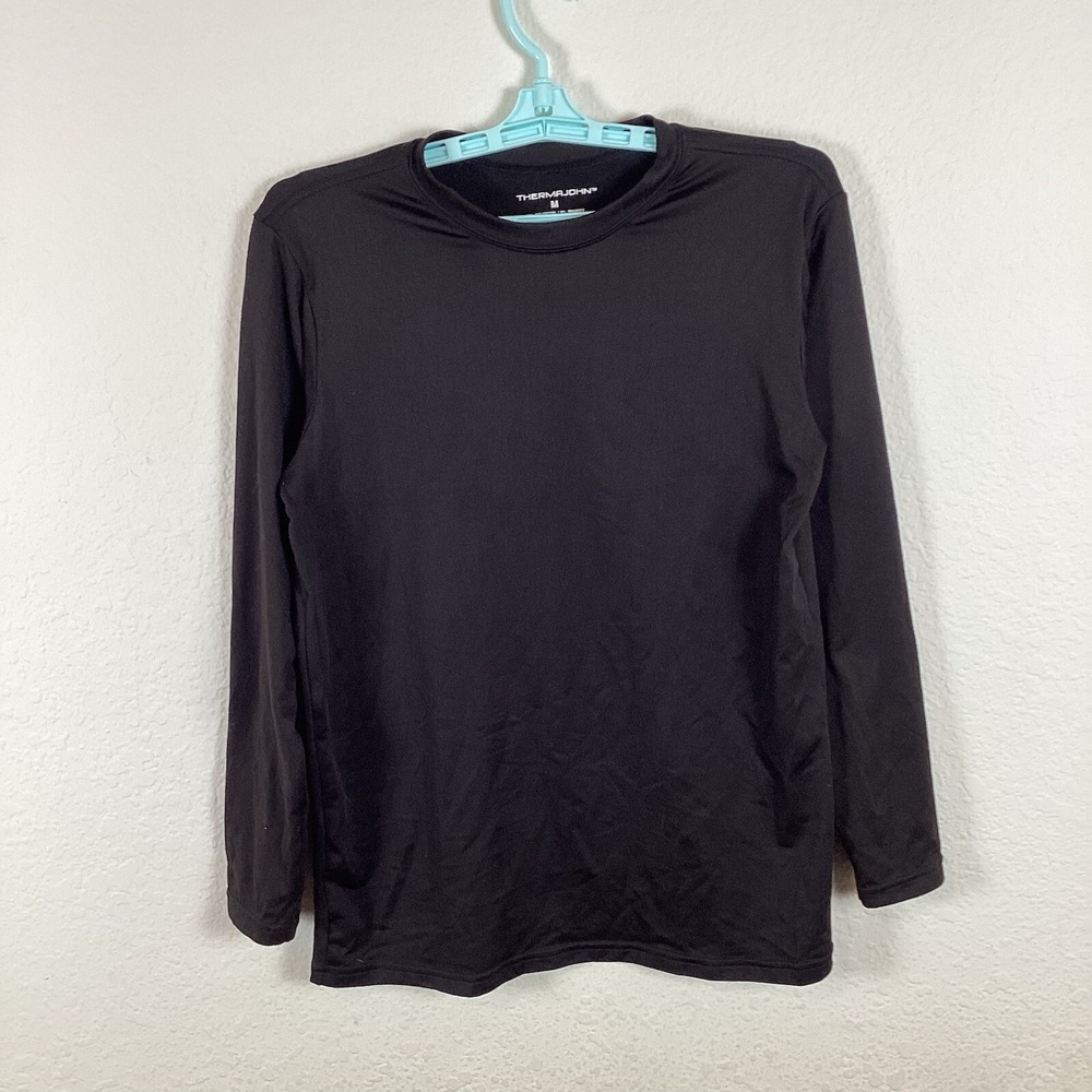 Thermajohn Womens Or Mens? T Shirt Top Sz M Long Sleeve Crew Neck Black Sport